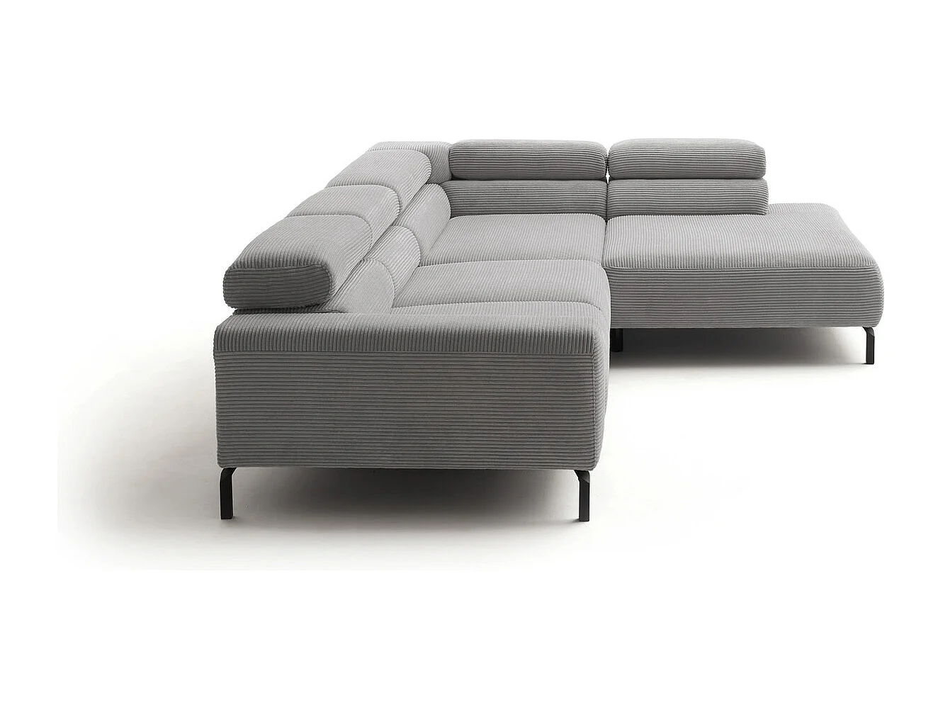 Ecksofa - Steingrau Cord - DELIA