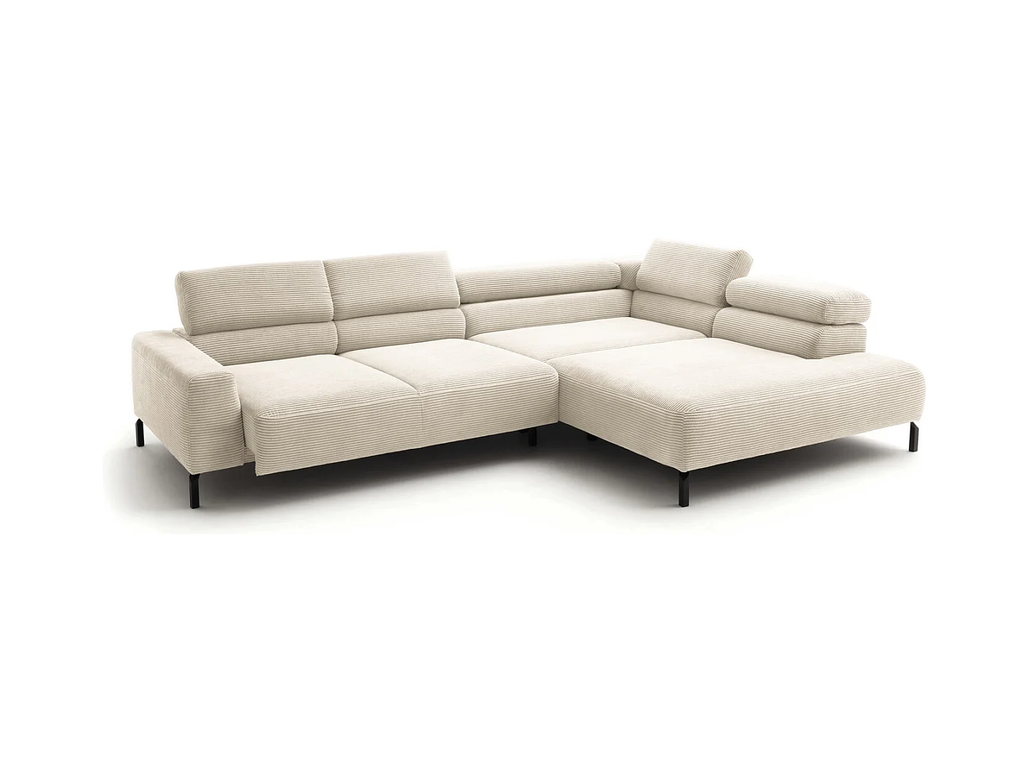 Canapé d'angle - blanc crème Velours côtelé - DELIA