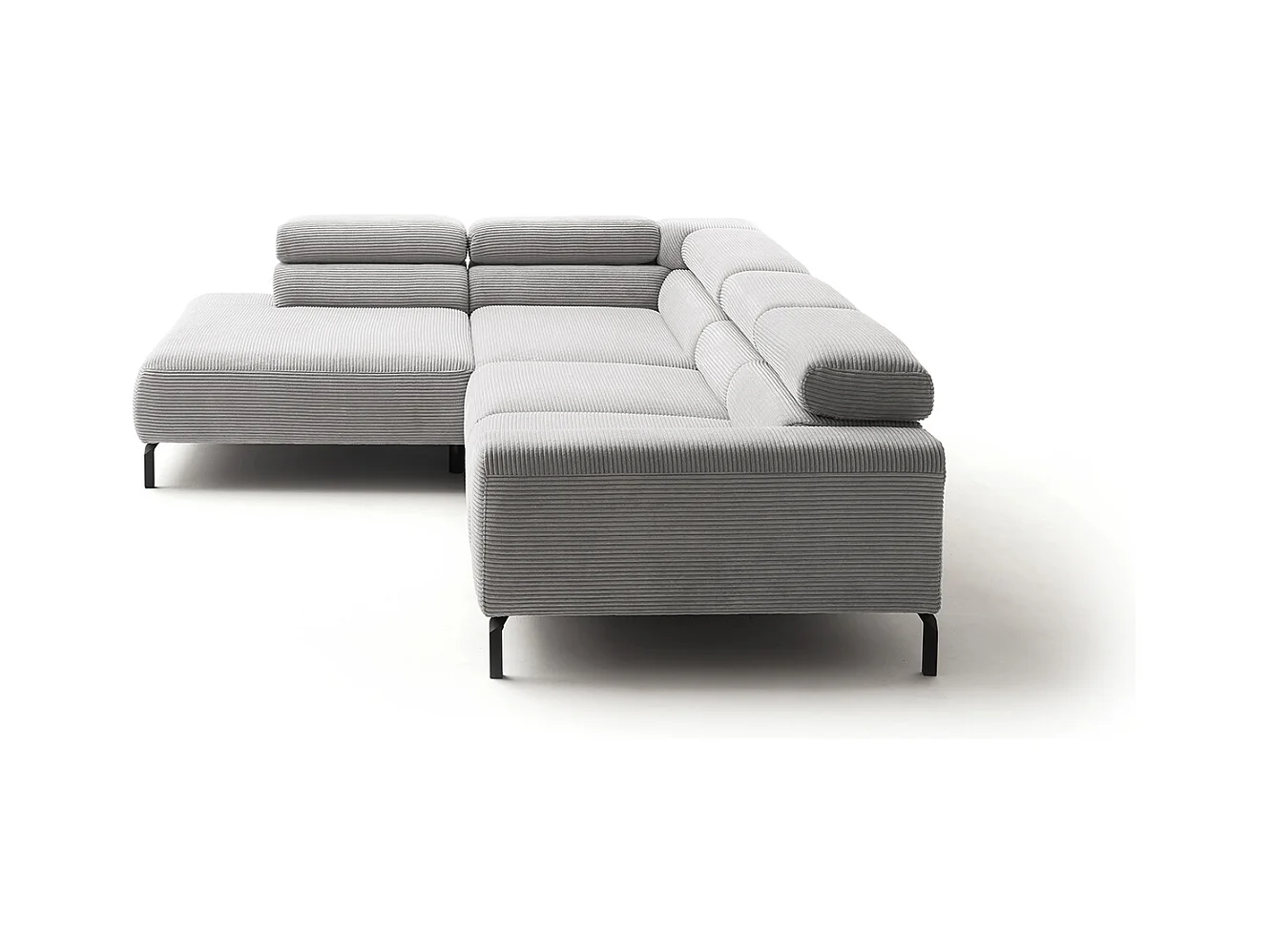 Canapé d'angle - gris clair Velours côtelé - DELIA