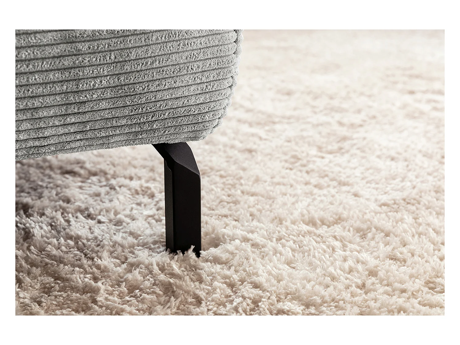 Canapé d'angle - gris clair Velours côtelé - DELIA