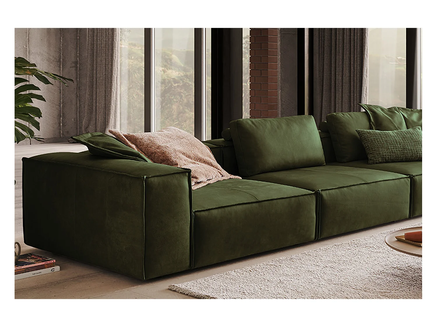 Canapé - Vert cuir - CARMO