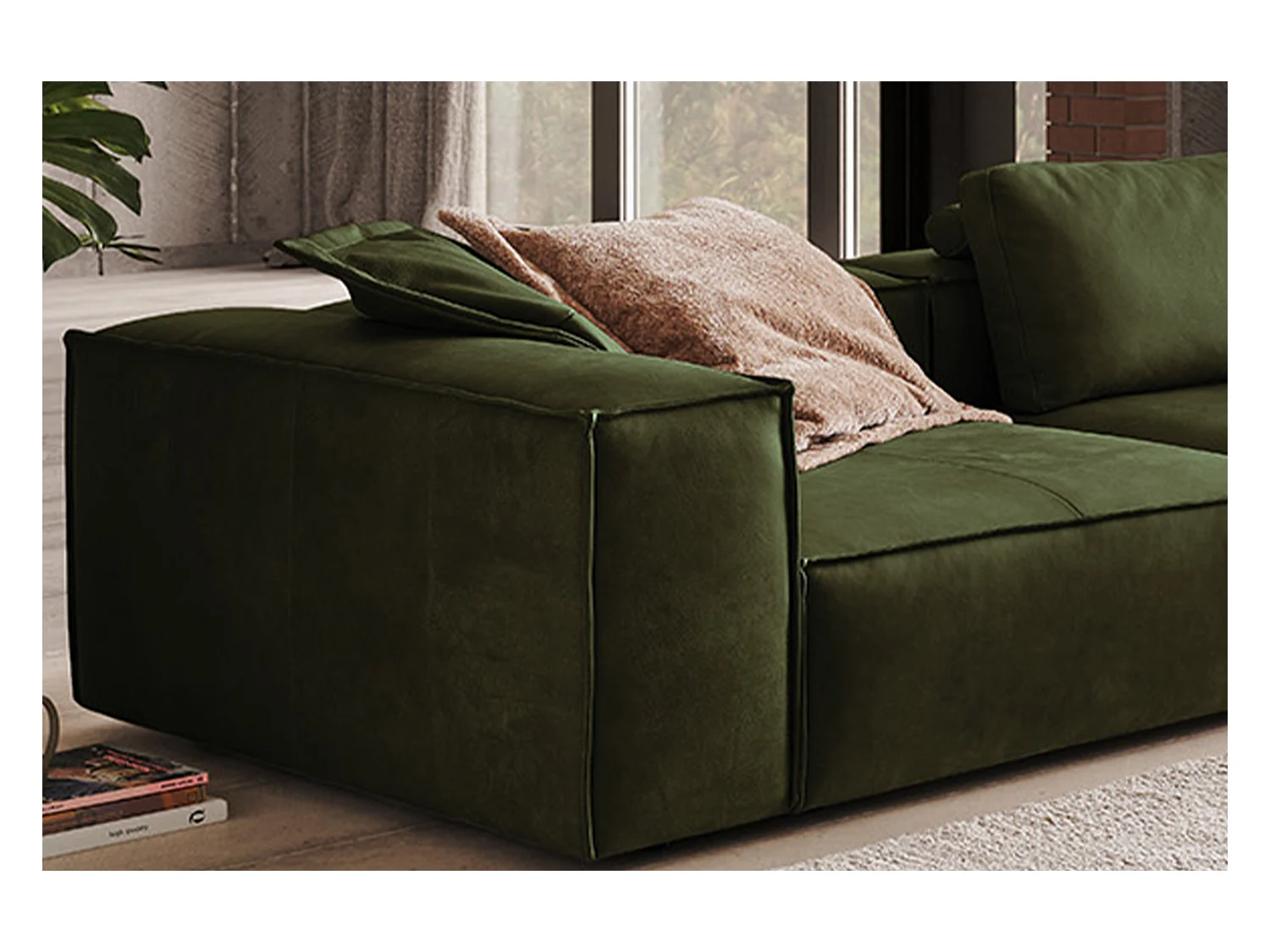 Canapé - Vert cuir - CARMO