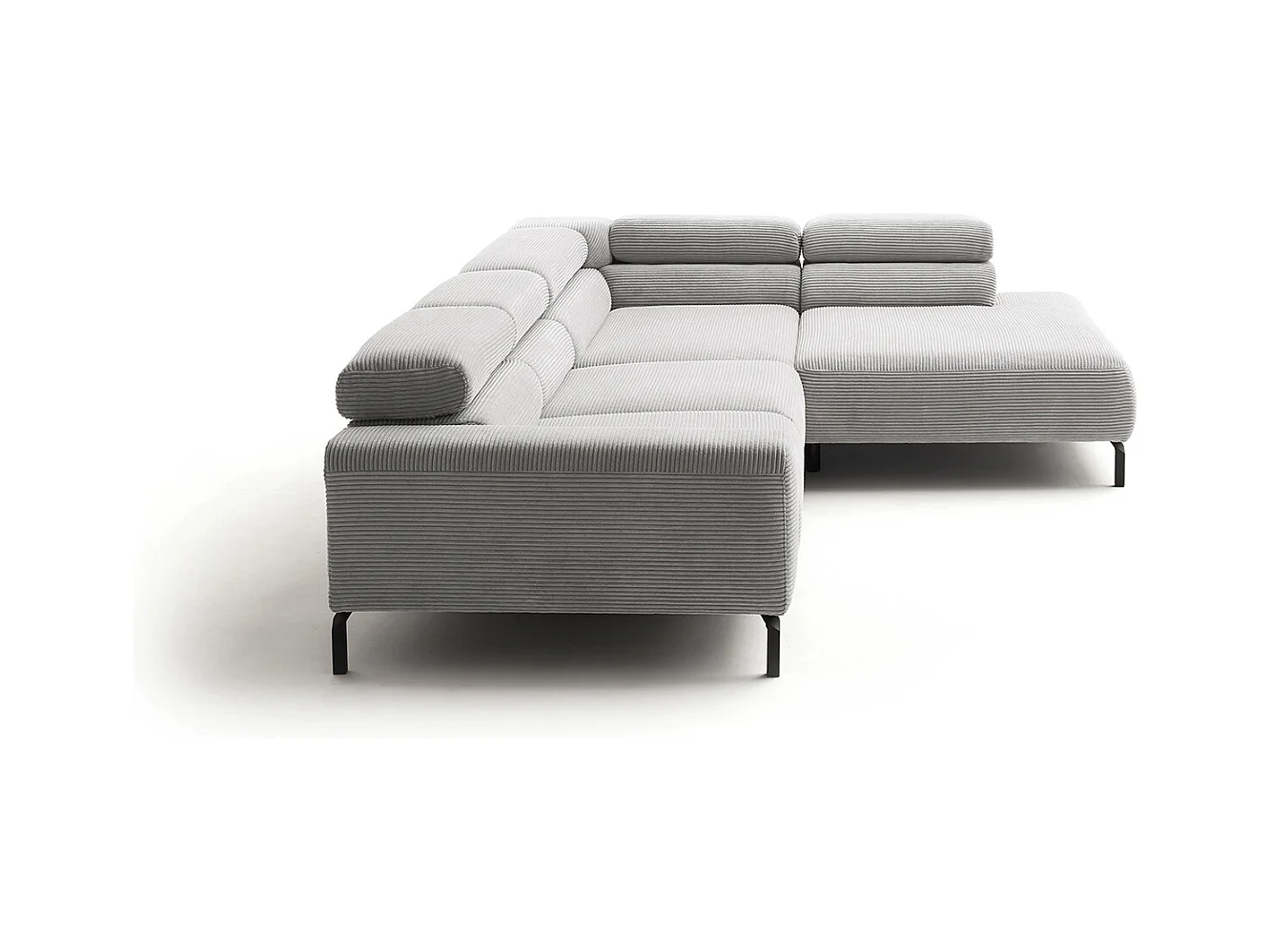 Canapé d'angle - gris clair Velours côtelé - DELIA