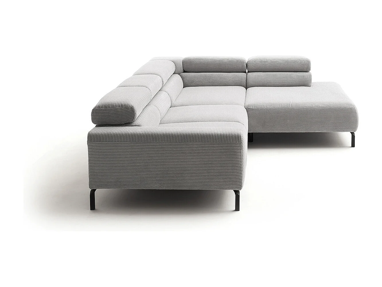 Ecksofa - Hellgrau Cord - DELIA