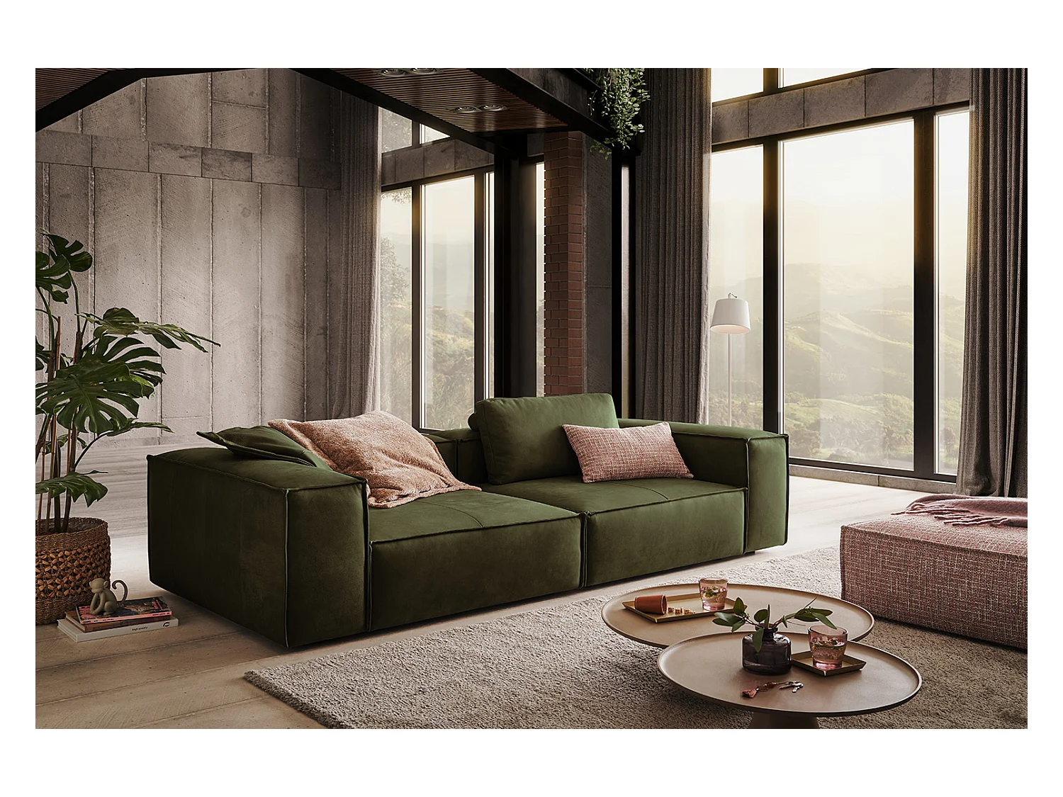 Canapé - Vert cuir - CARMO