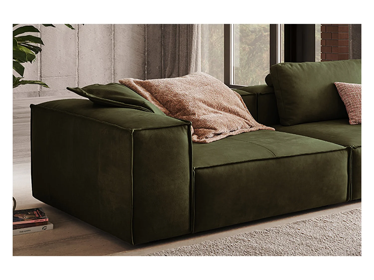 Canapé - Vert cuir - CARMO