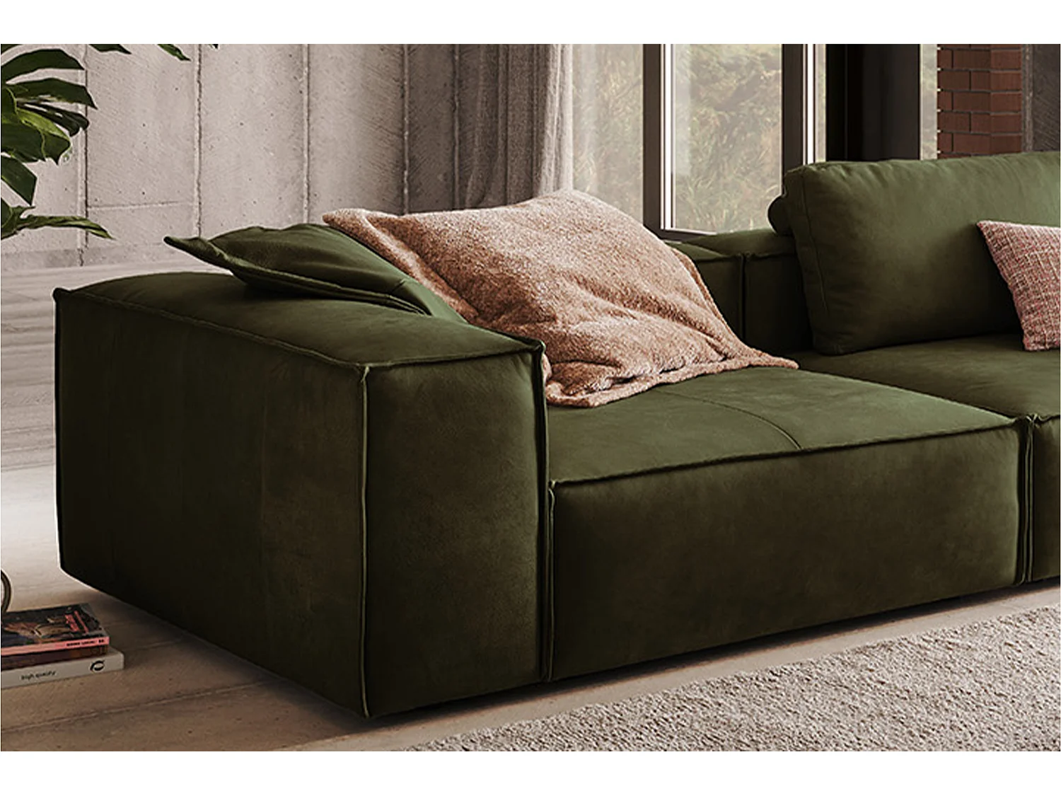 Canapé - Vert cuir - CARMO