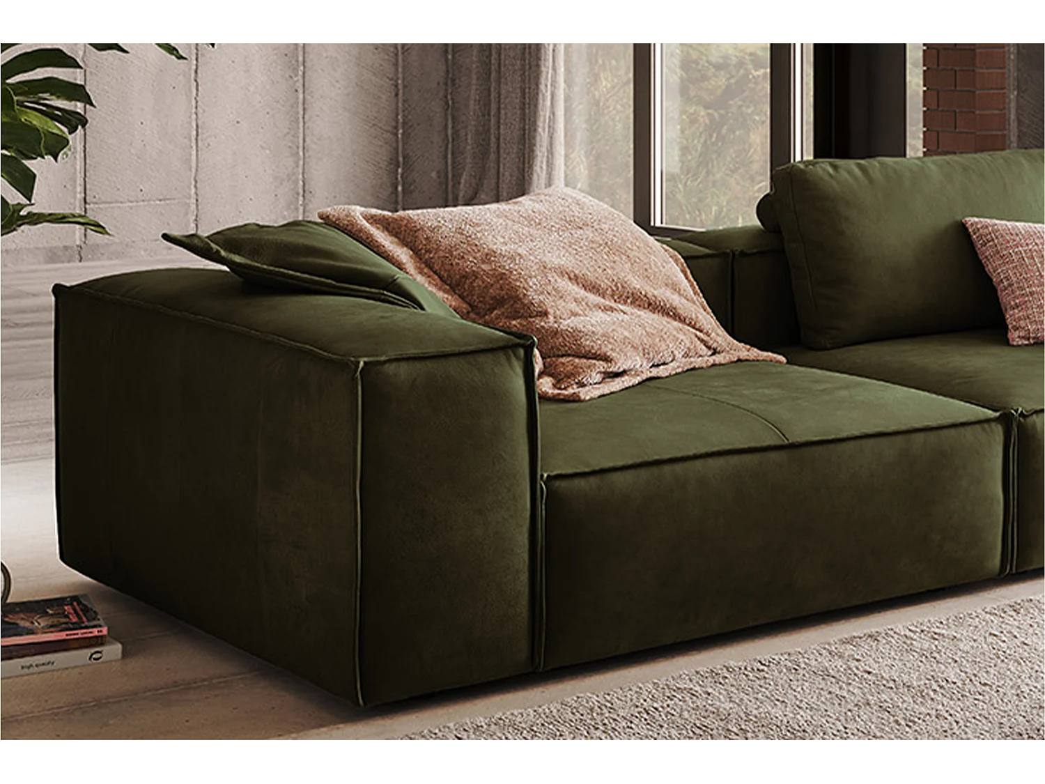 Canapé - Vert cuir - CARMO