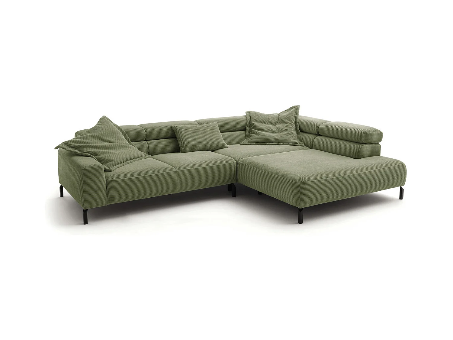 Canapé d'angle - Vert Velours côtelé - DELIA