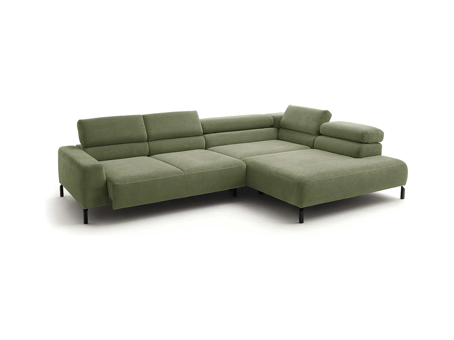 Canapé d'angle - Vert Velours côtelé - DELIA