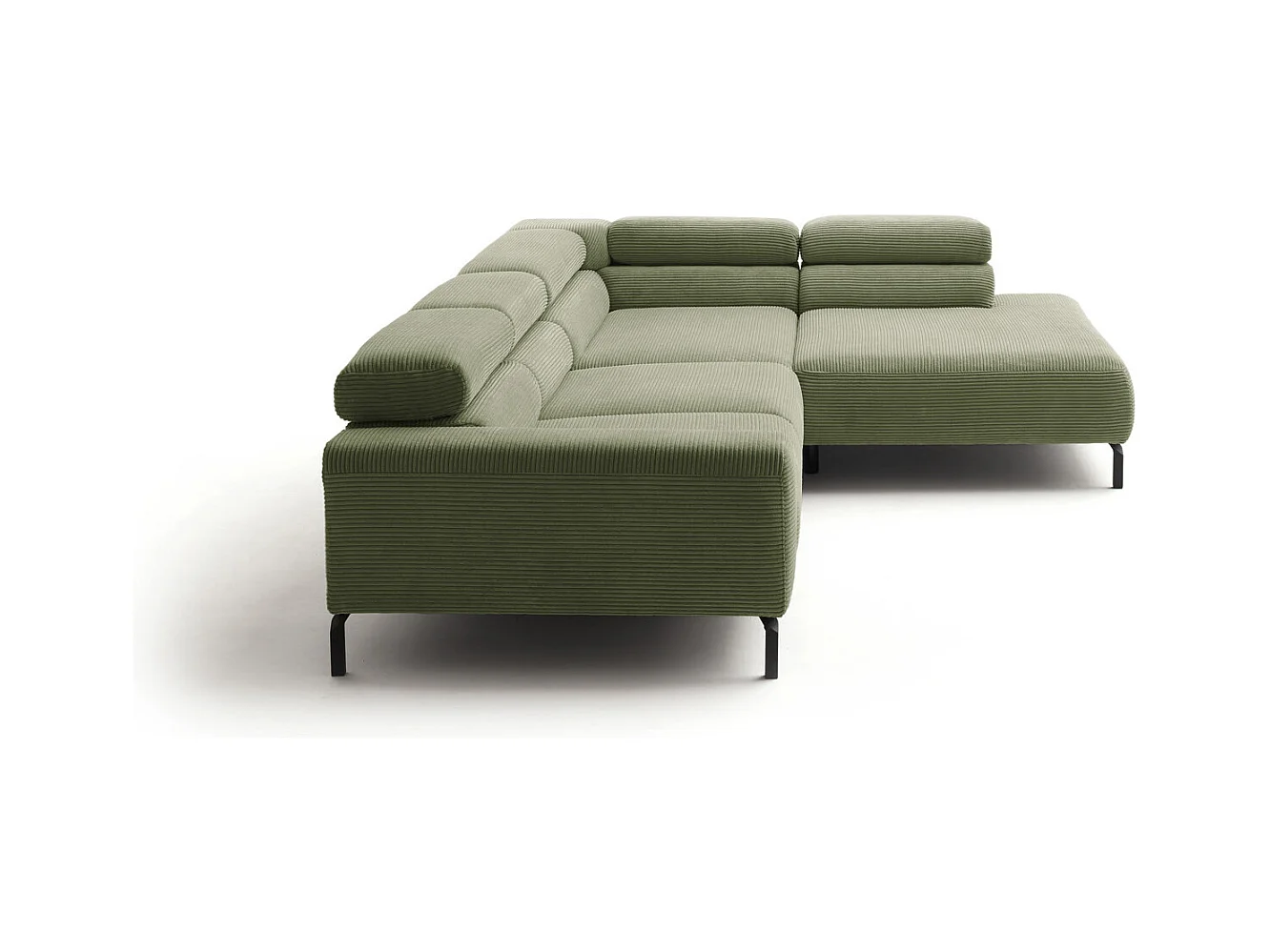 Canapé d'angle - Vert Velours côtelé - DELIA