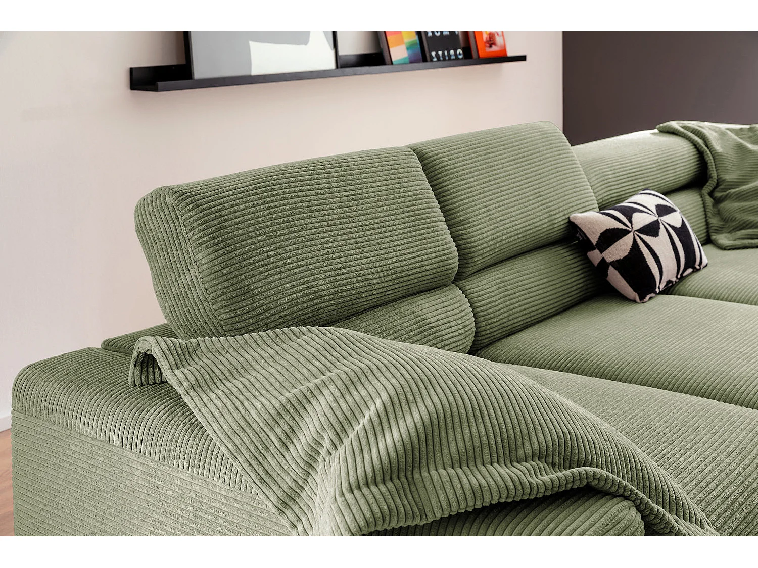 Ecksofa - Grün Cord - DELIA