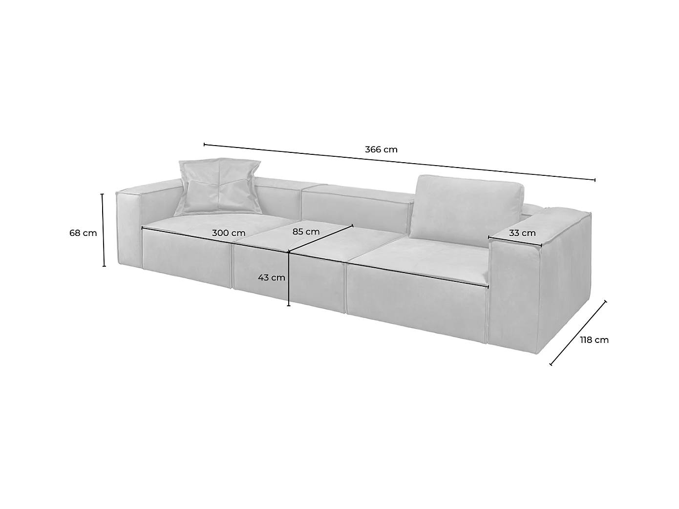 Canapé - anthracite cuir - CARMO