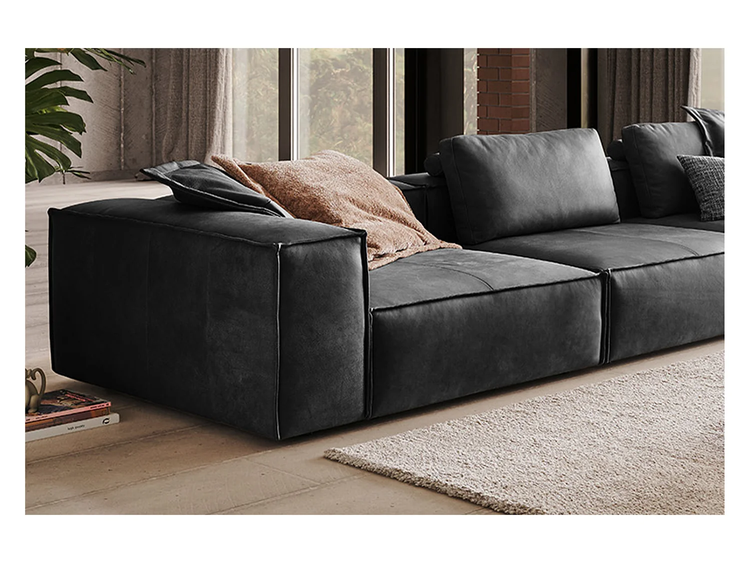 Canapé - anthracite cuir - CARMO