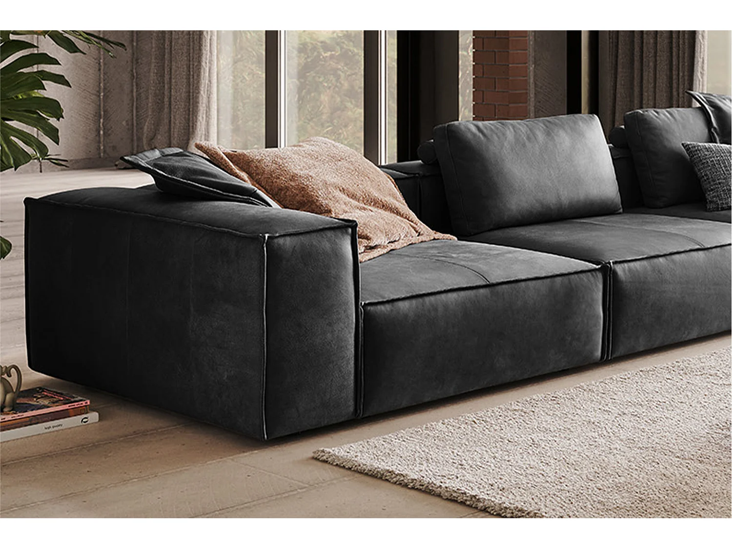 Sofa - Anthrazit Leder - CARMO