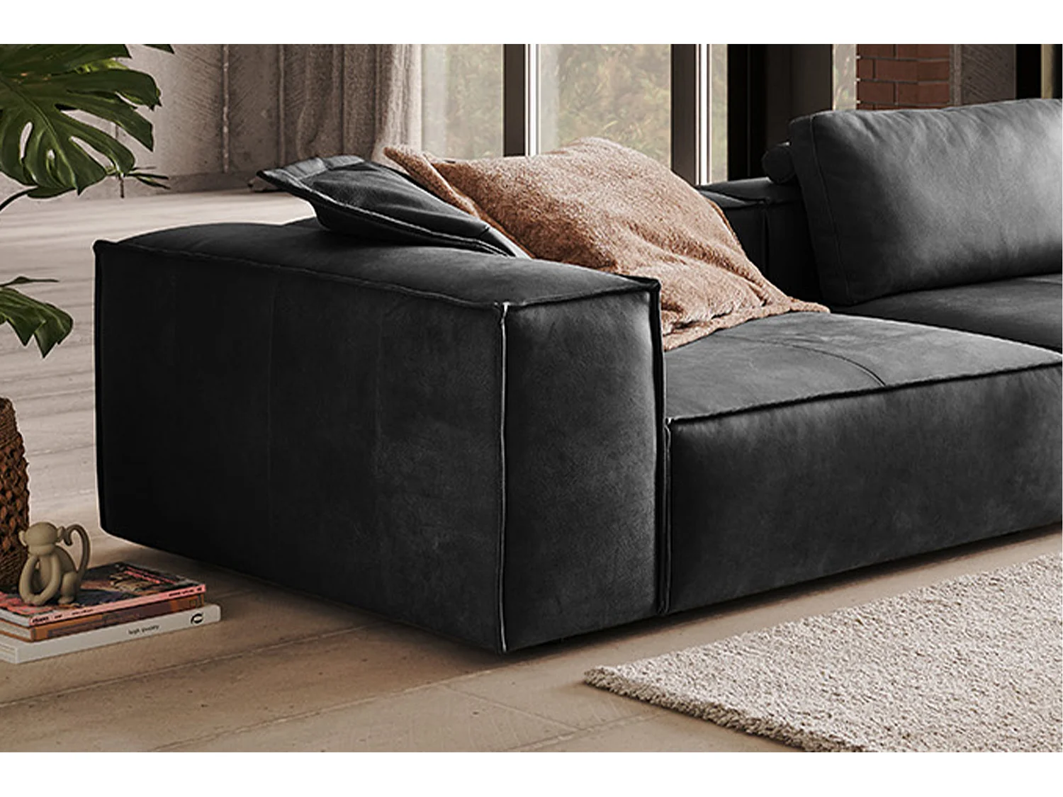 Sofa - Anthrazit Leder - CARMO