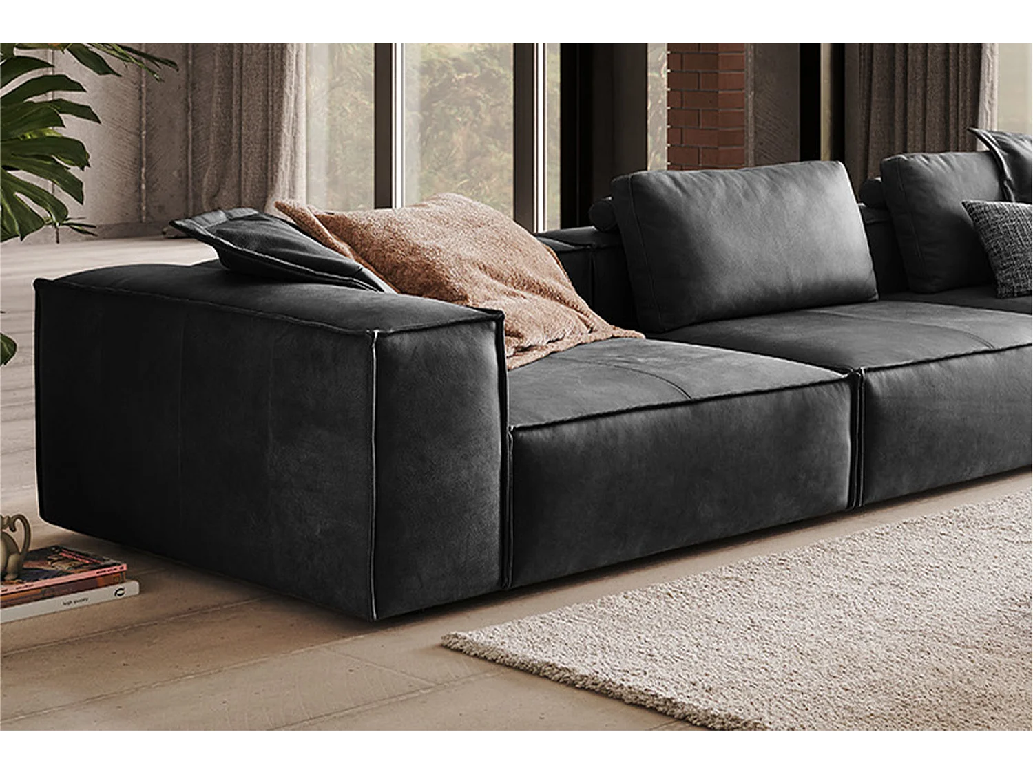 Sofa - Anthrazit Leder - CARMO