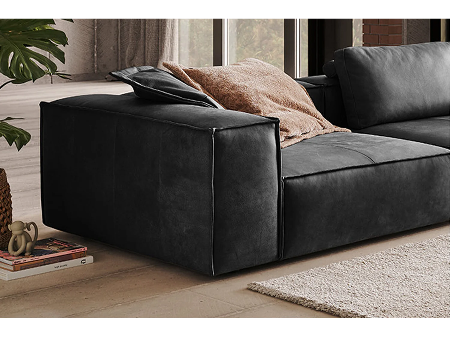 Sofa - Anthrazit Leder - CARMO