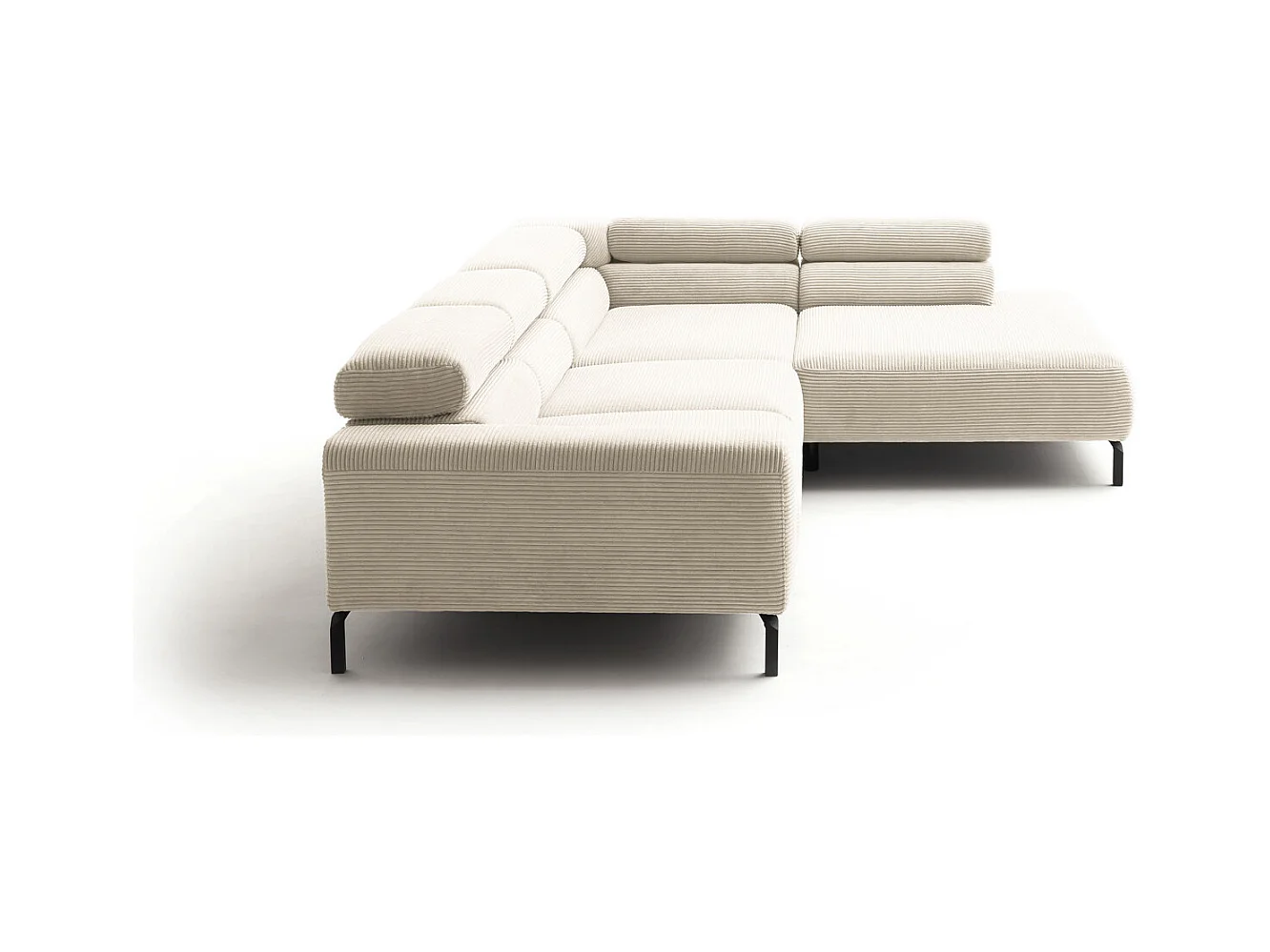 Canapé d'angle - blanc crème Velours côtelé - DELIA