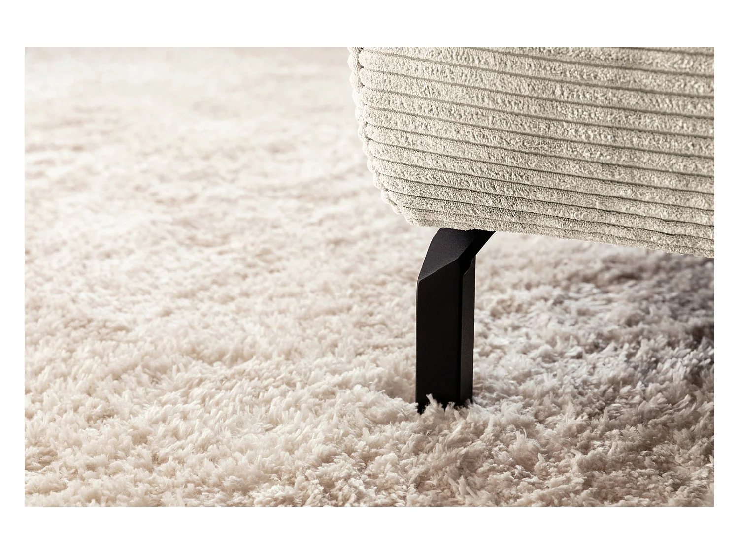 Canapé d'angle - blanc crème Velours côtelé - DELIA