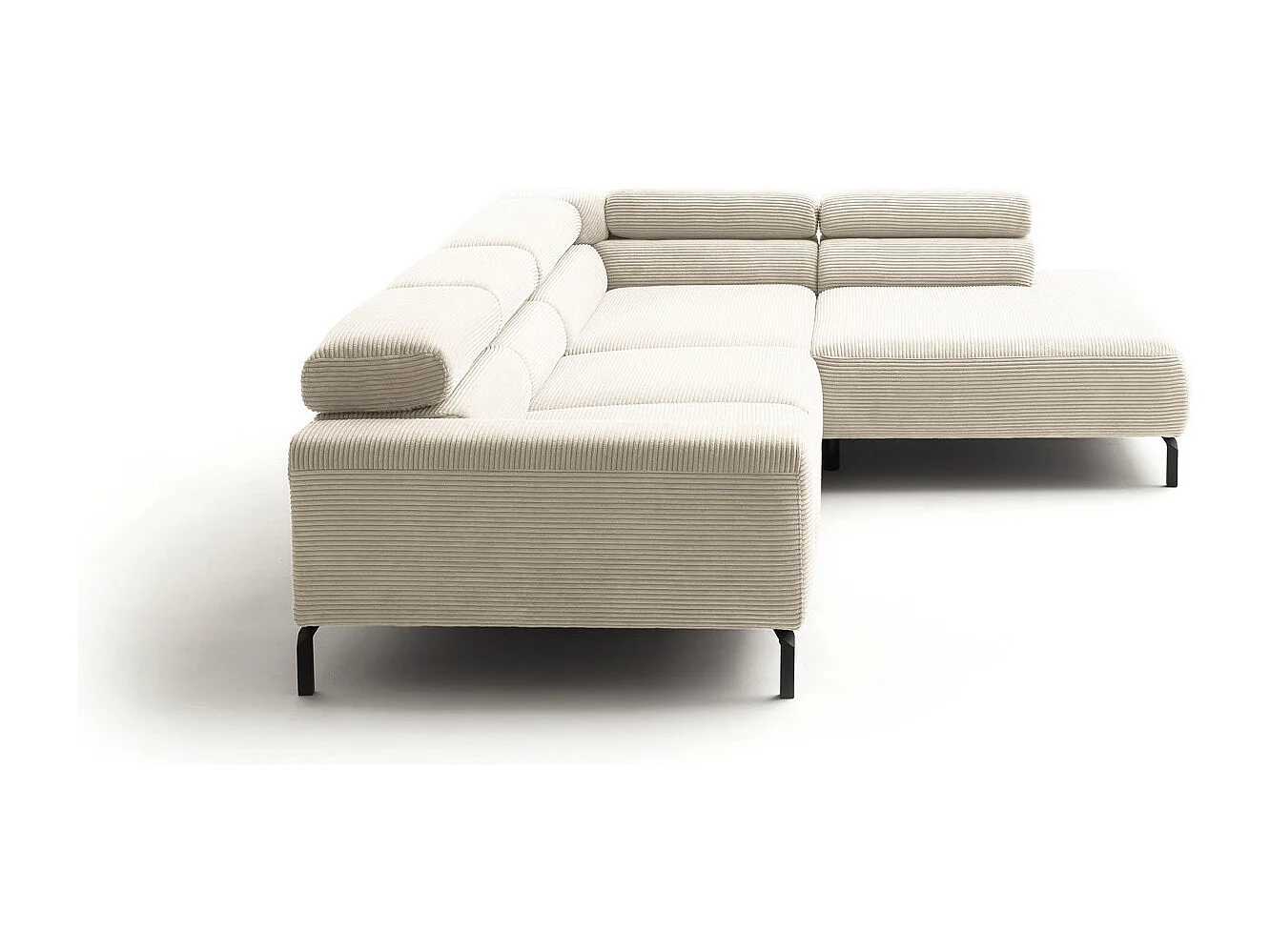 Ecksofa - Cremeweiß Cord - DELIA