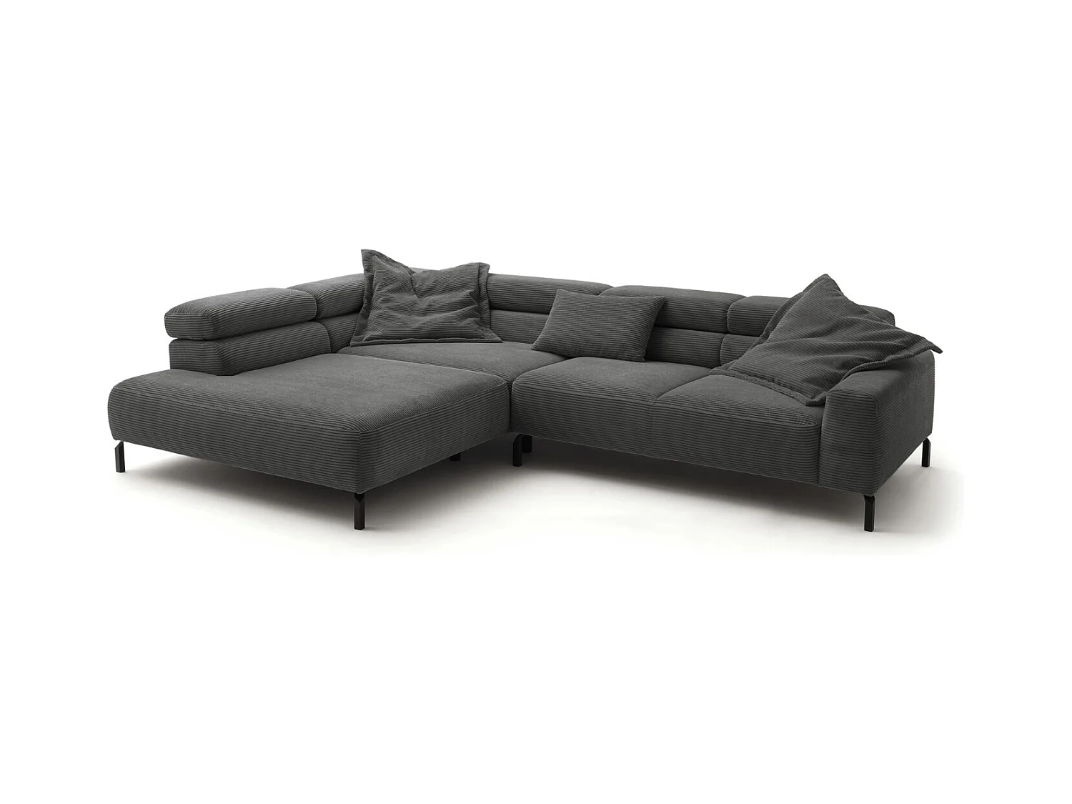 Ecksofa - Grau Cord - DELIA