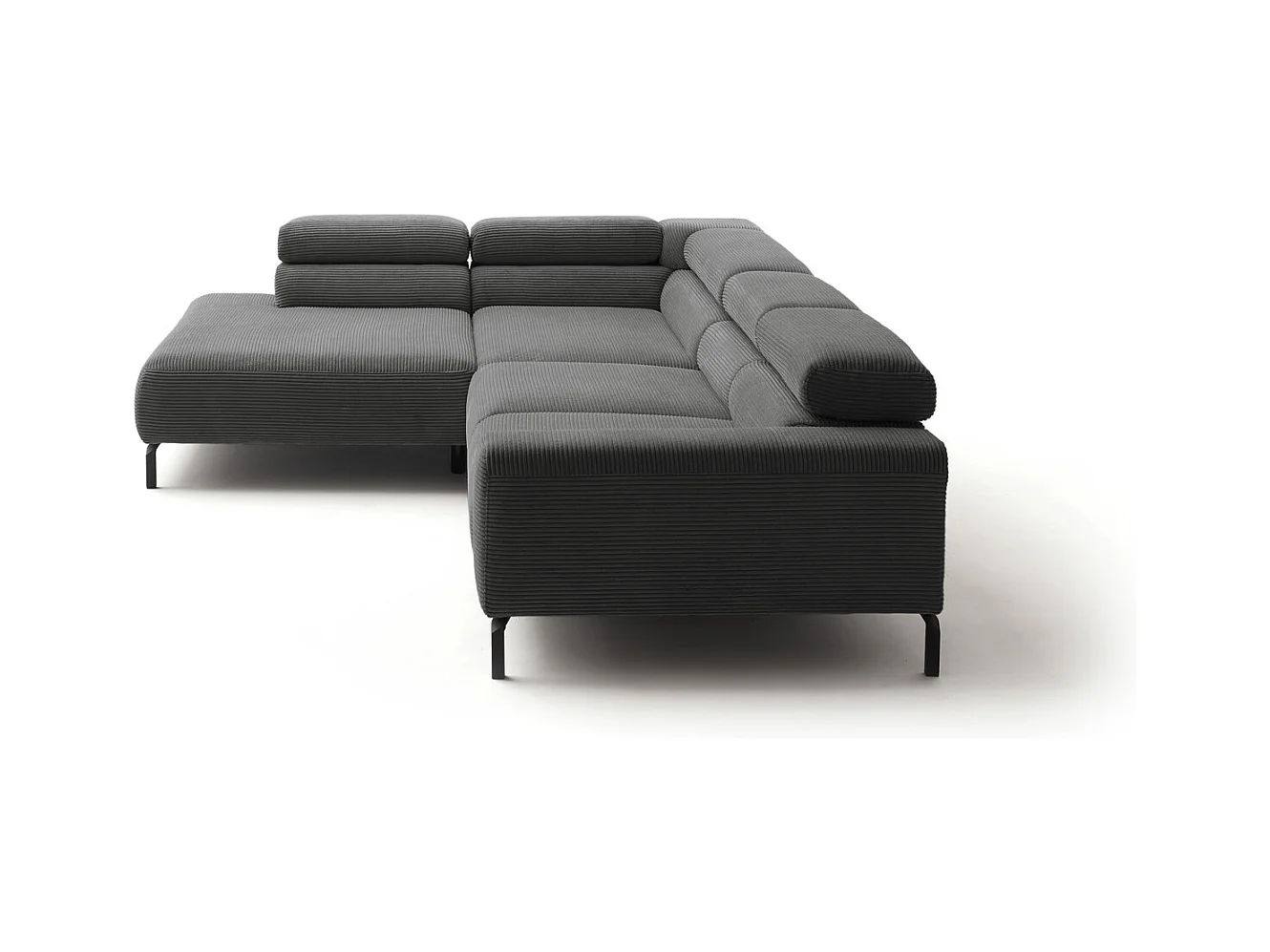 Ecksofa - Grau Cord - DELIA