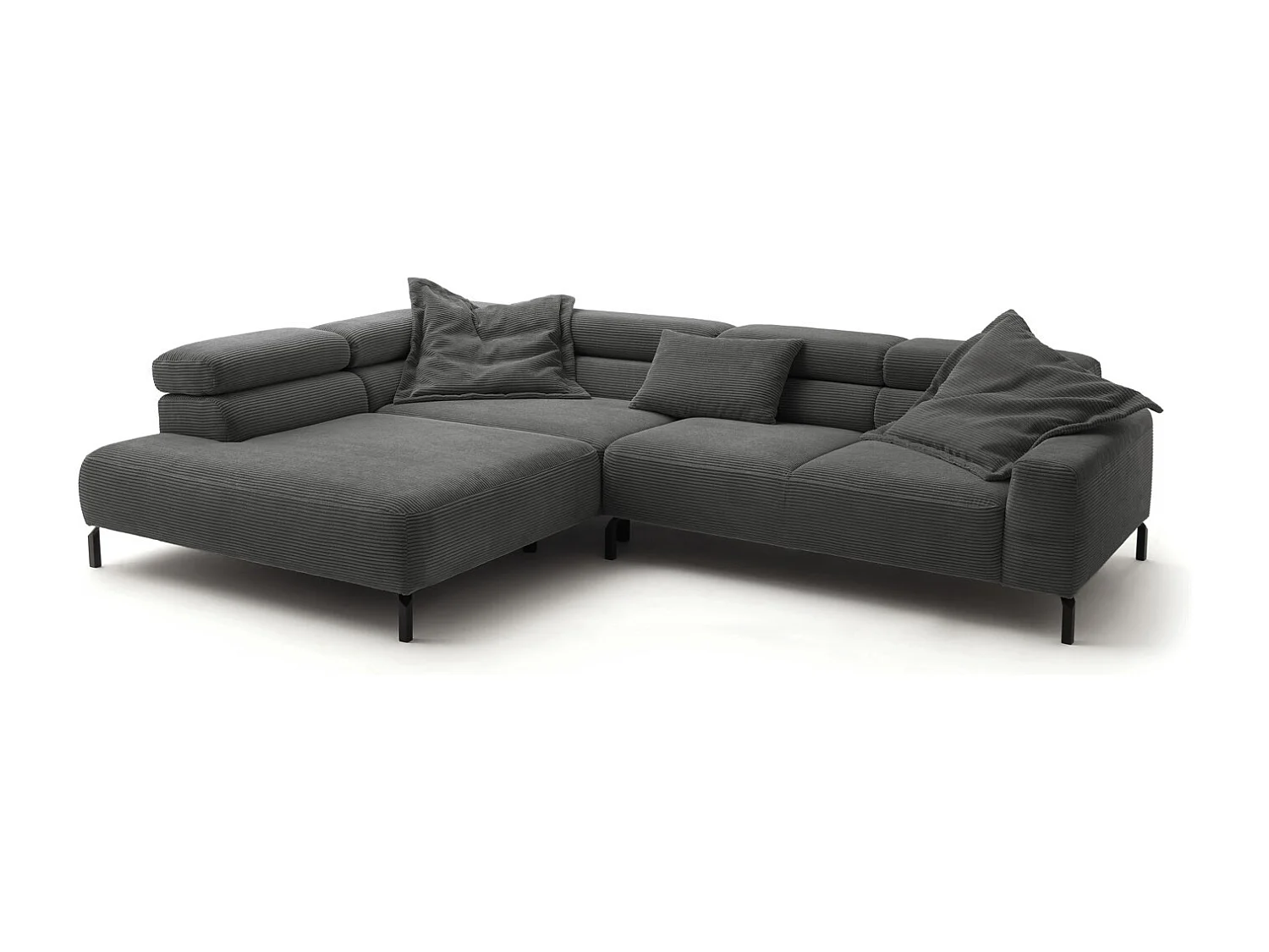 Ecksofa - Grau Cord - DELIA