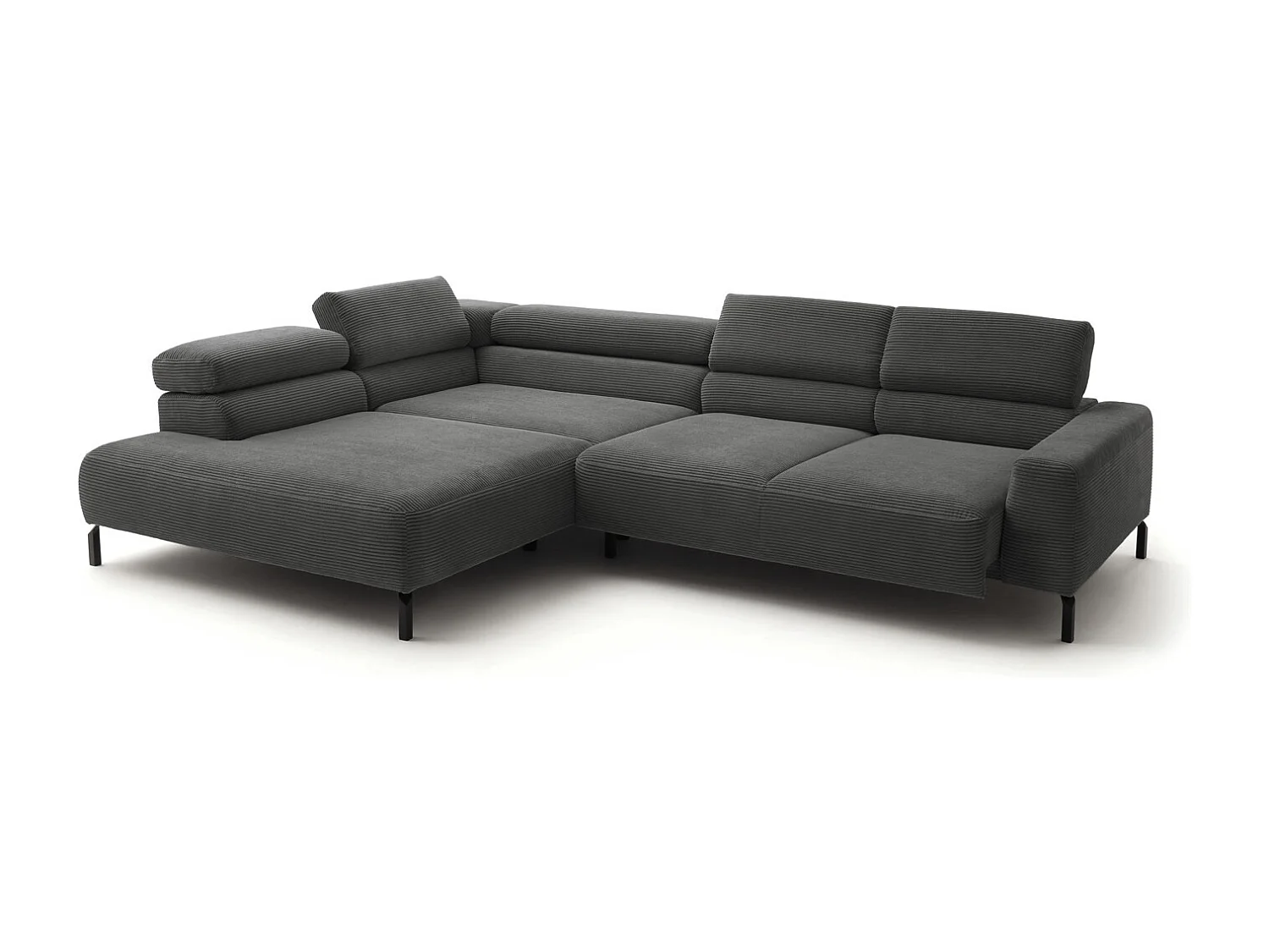 Ecksofa - Grau Cord - DELIA