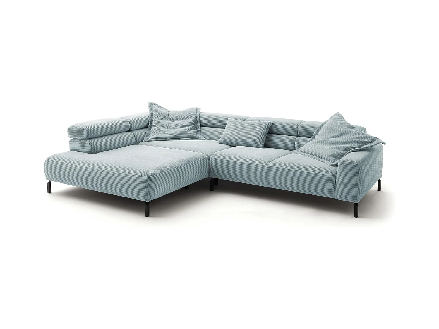 Canapé d'angle - bleu clair Velours côtelé - DELIA