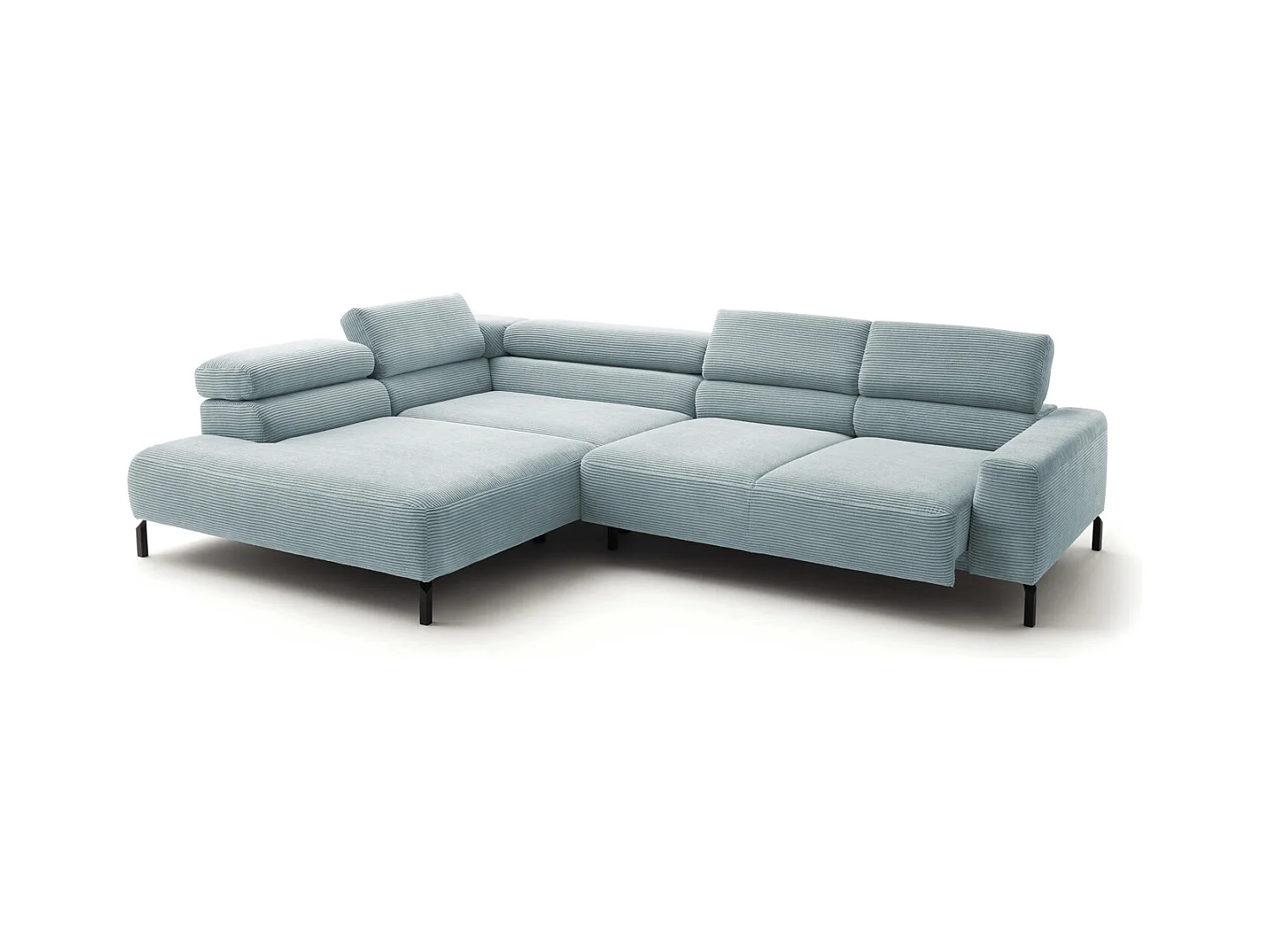 Canapé d'angle - bleu clair Velours côtelé - DELIA