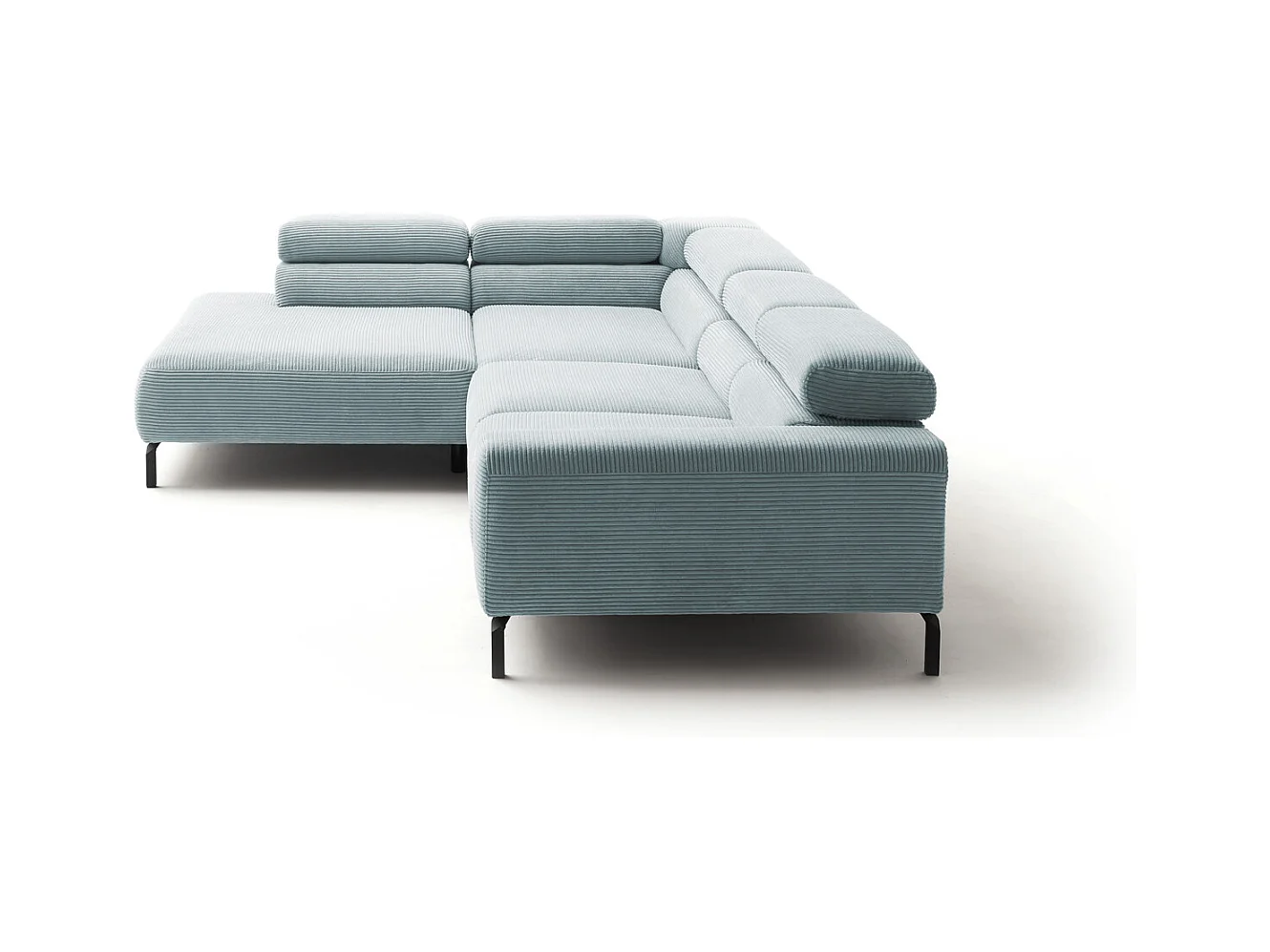 Canapé d'angle - bleu clair Velours côtelé - DELIA