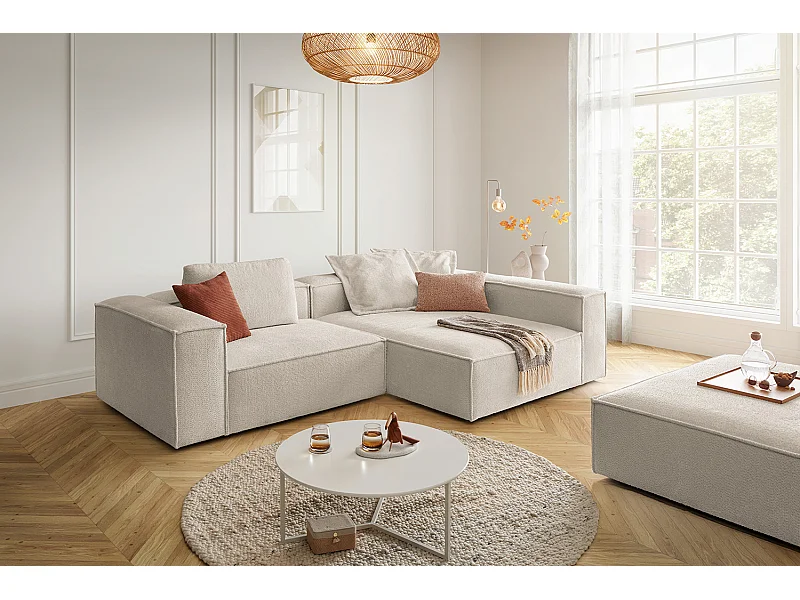 Ecksofa - Weiß Flachgewebe - CARMO