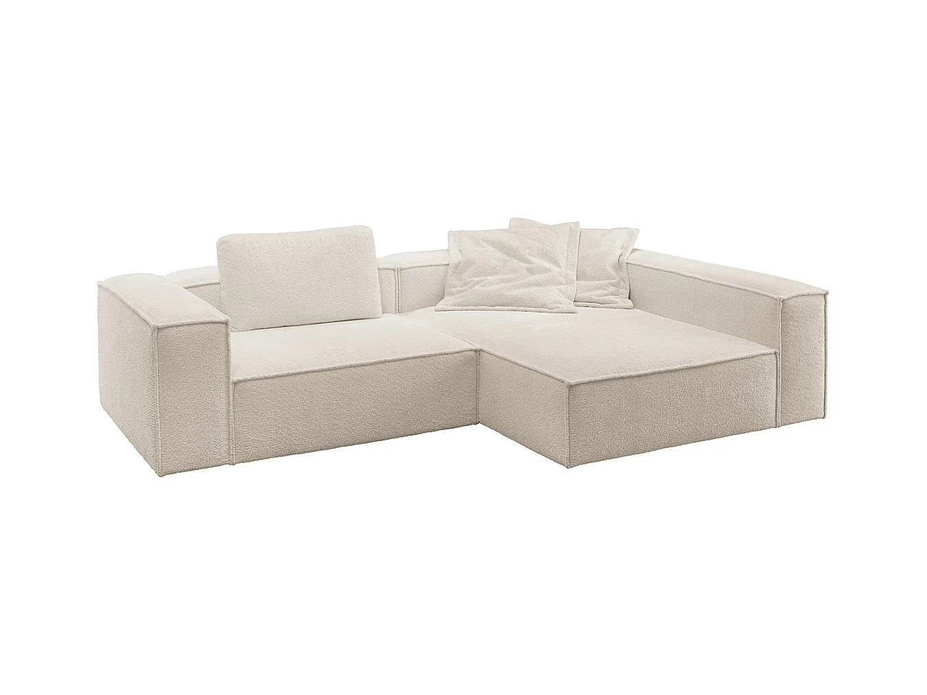 Canapé d'angle - blanc tissage plat - CARMO