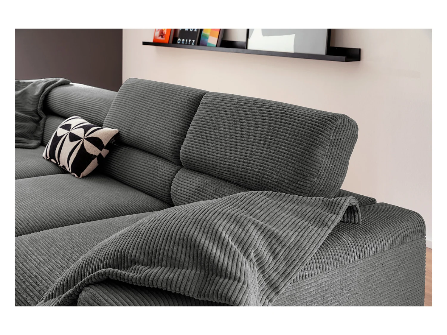 Sofá esquinero - Gris Pana - DELIA