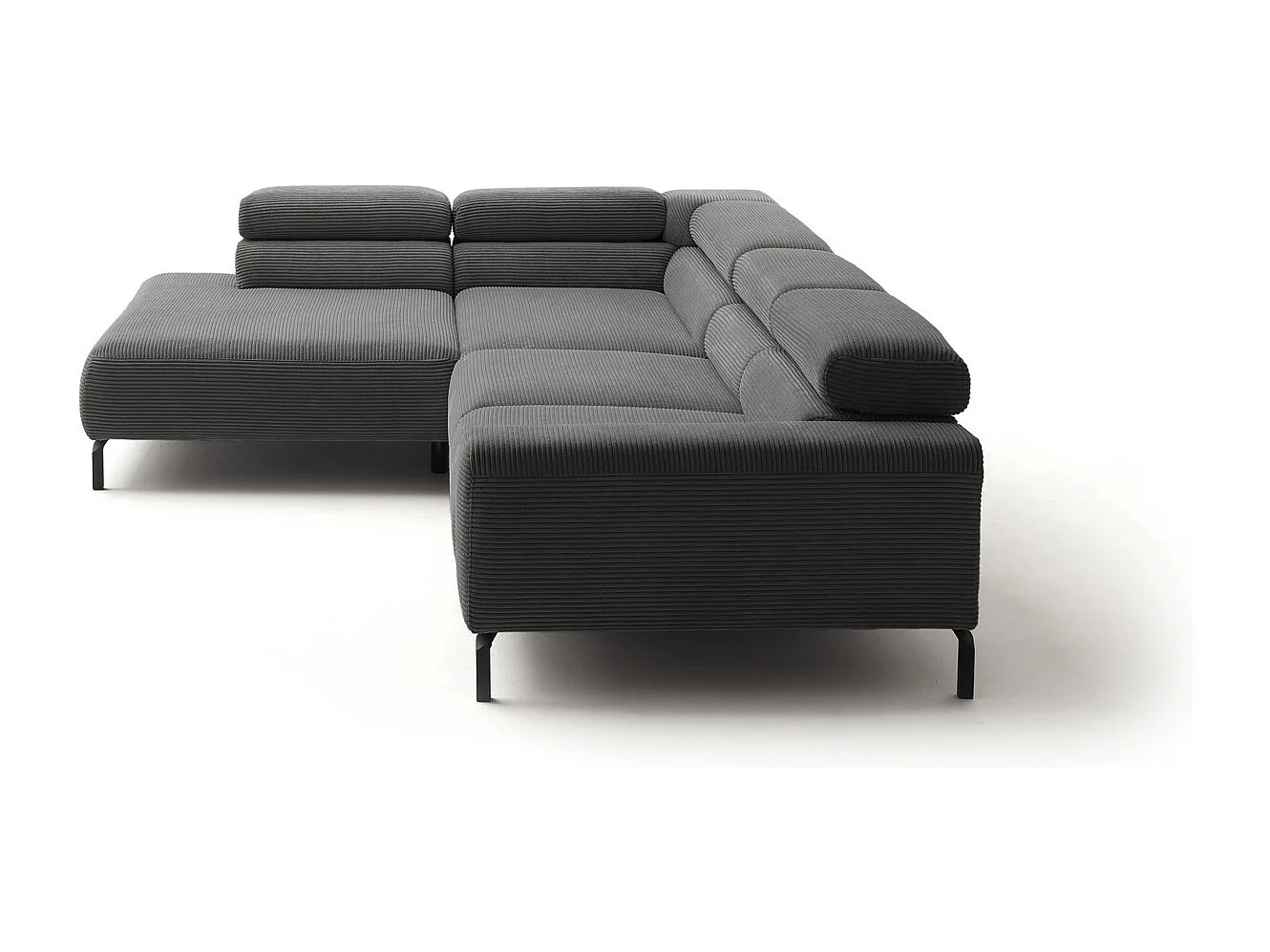 Ecksofa - Grau Cord - DELIA