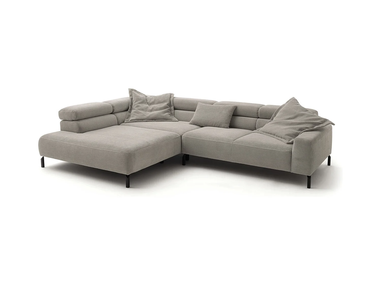 Canapé d'angle - gris pierre Velours côtelé - DELIA