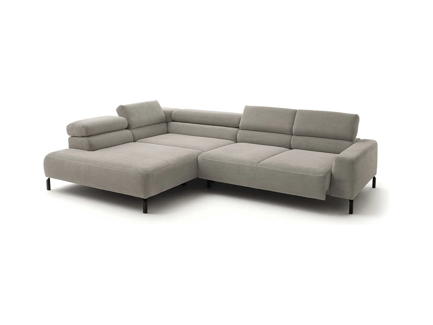 Canapé d'angle - gris pierre Velours côtelé - DELIA