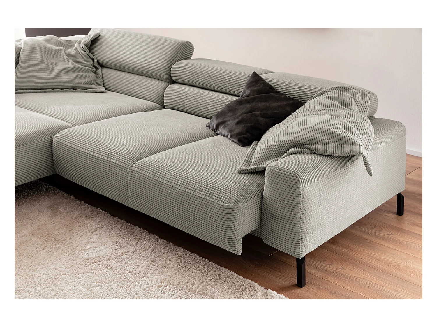 Canapé d'angle - gris pierre Velours côtelé - DELIA