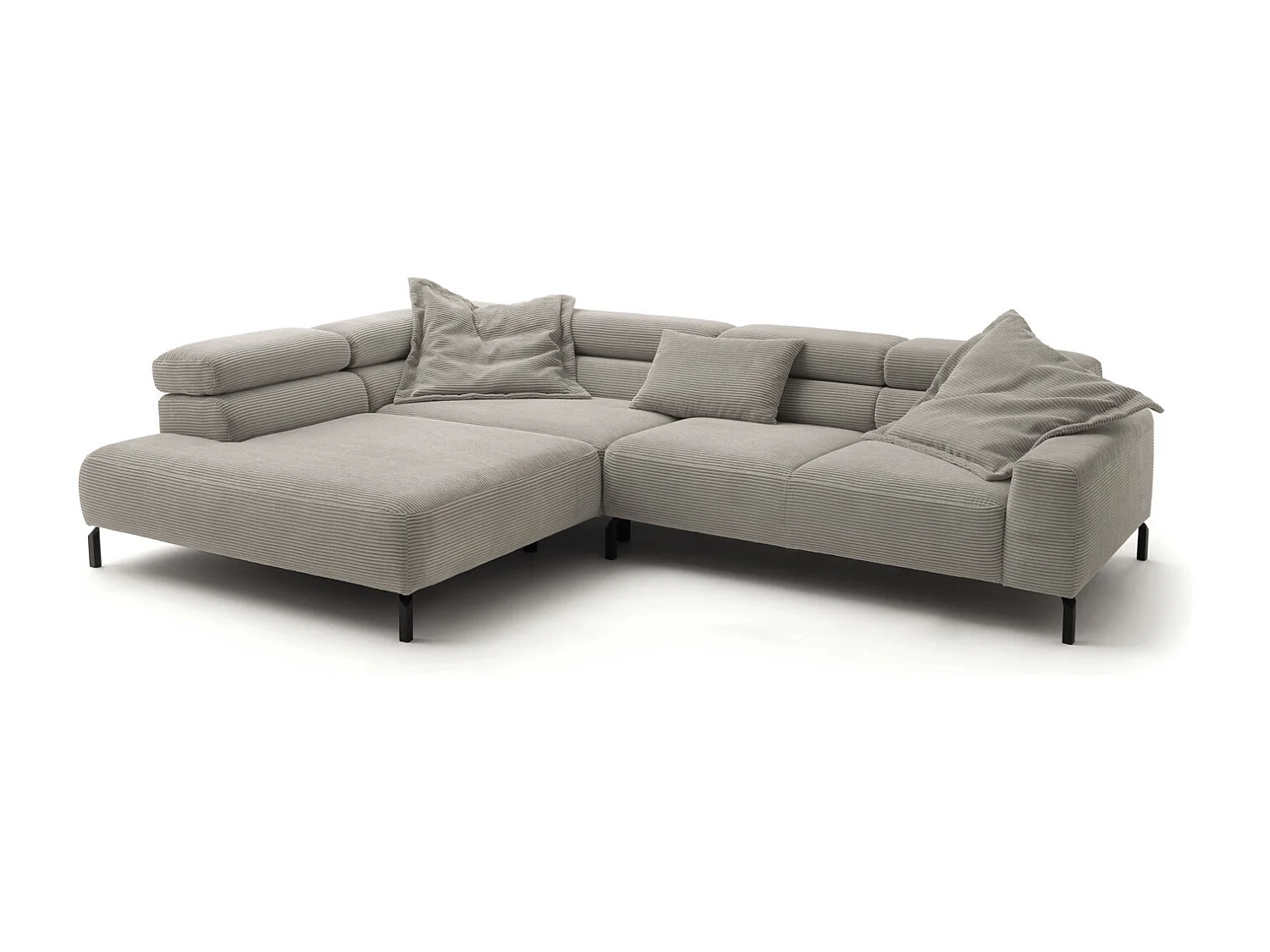 Ecksofa - Steingrau Cord - DELIA