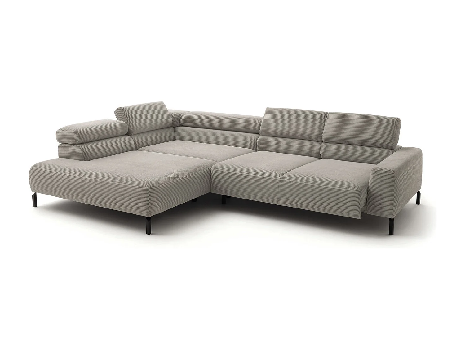 Ecksofa - Steingrau Cord - DELIA