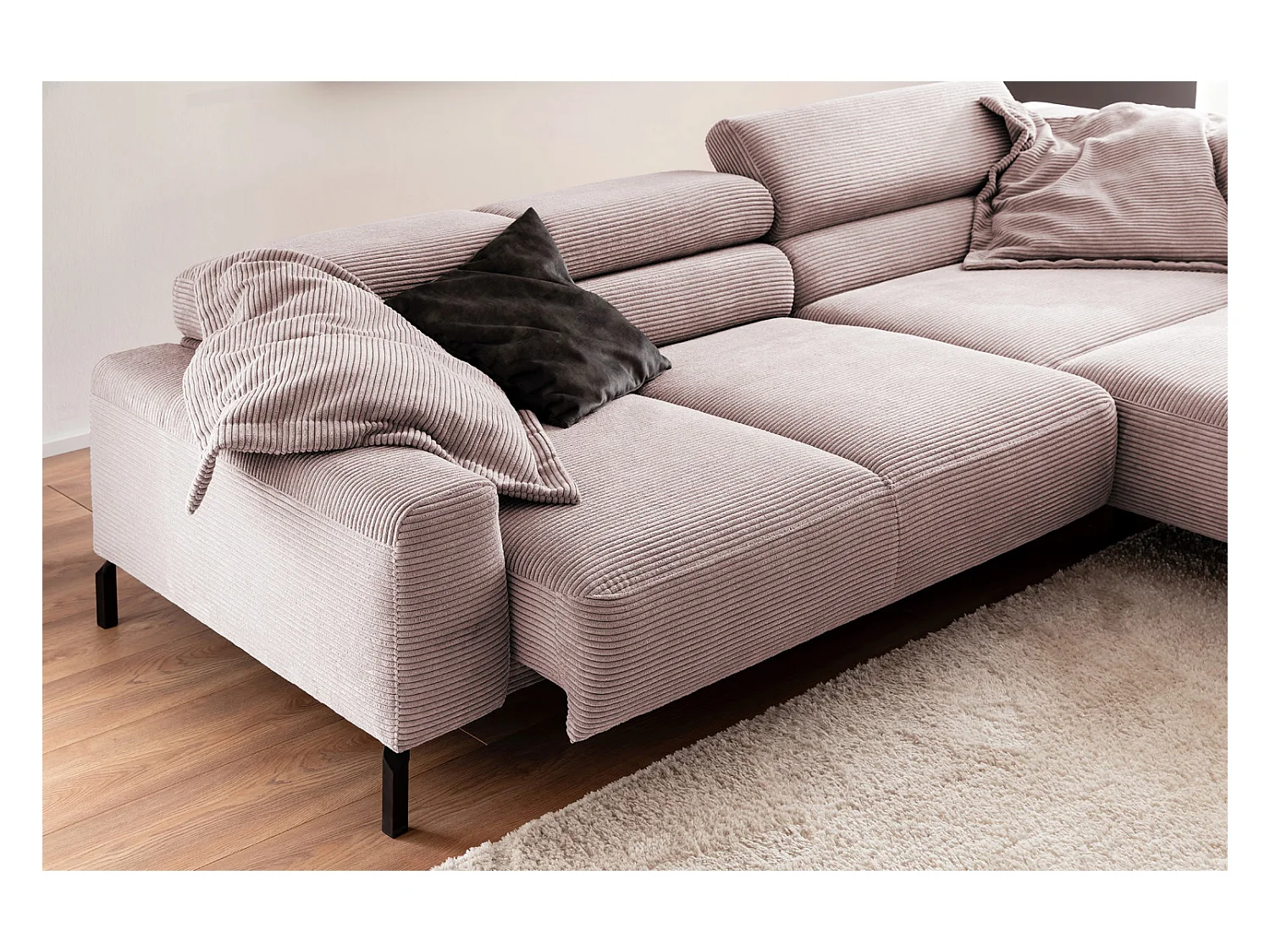 Hoekbank - Roze Koord - DELIA