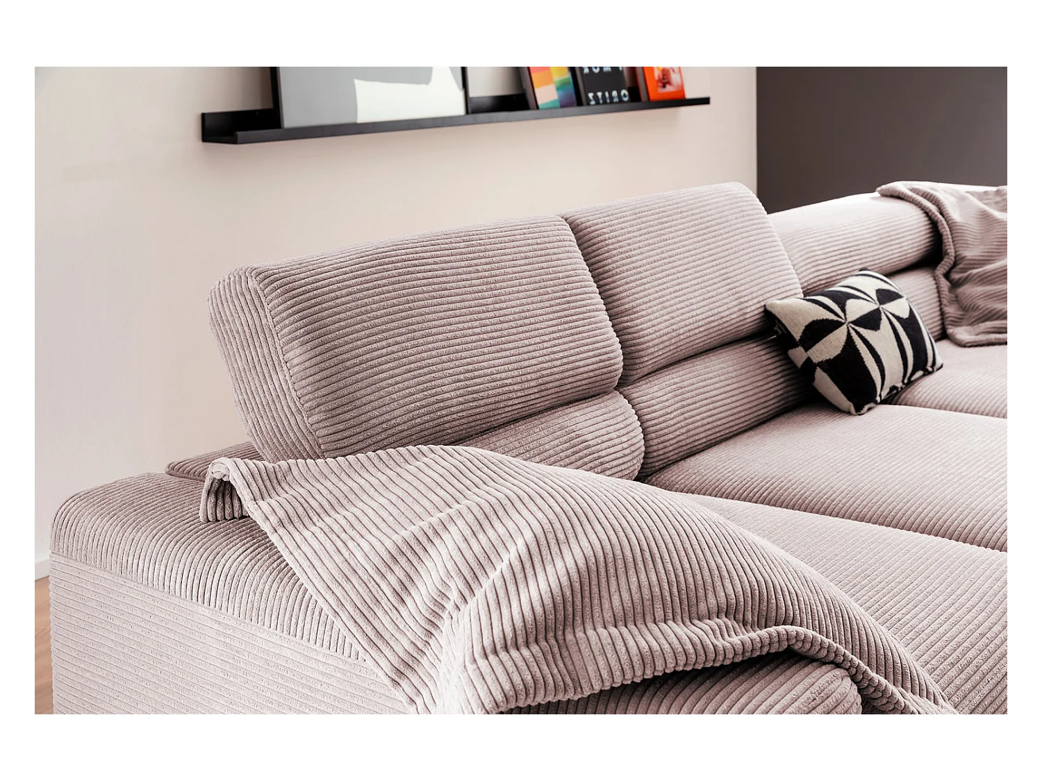 Hoekbank - Roze Koord - DELIA