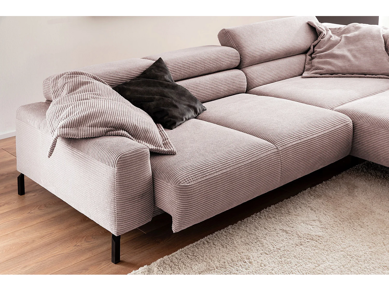 Ecksofa - Pink Cord - DELIA