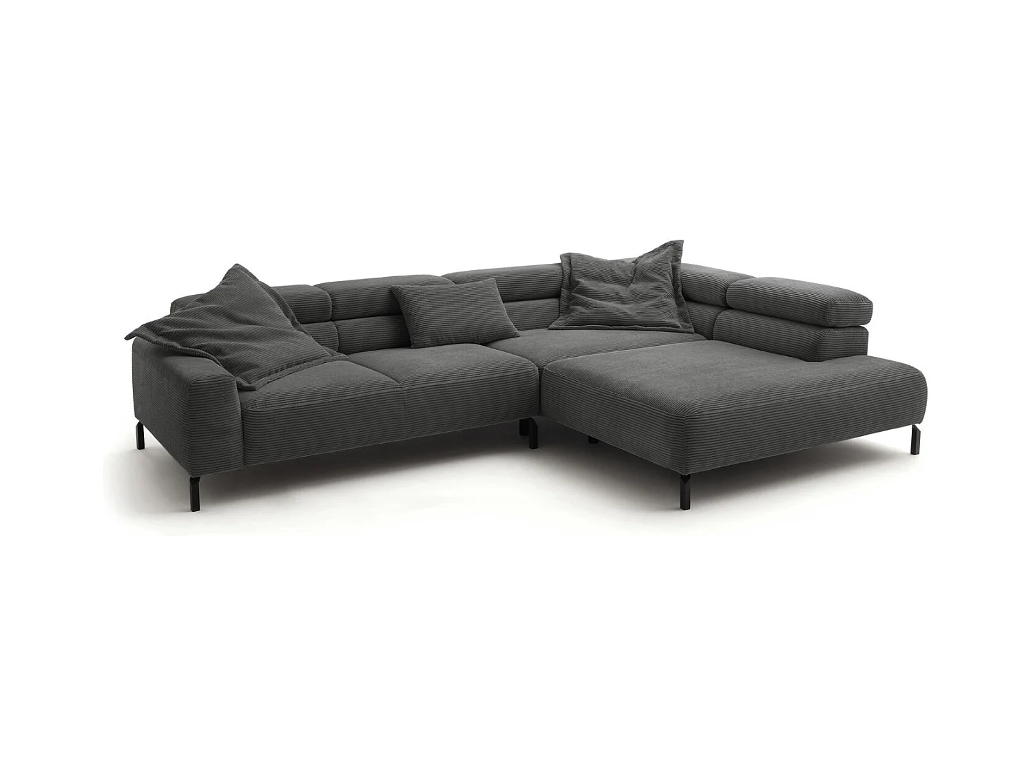 Ecksofa - Grau Cord - DELIA