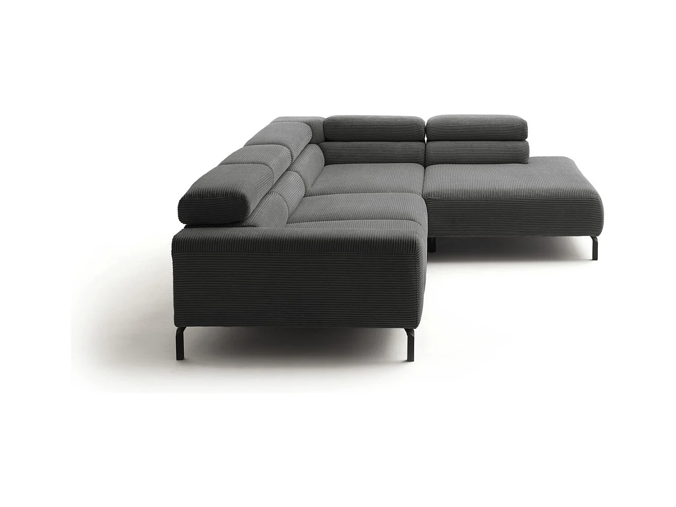Ecksofa - Grau Cord - DELIA