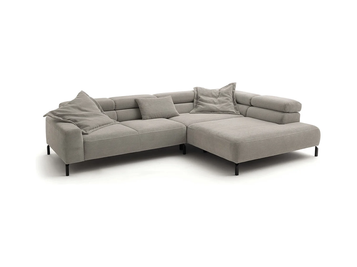 Canapé d'angle - gris pierre Velours côtelé - DELIA