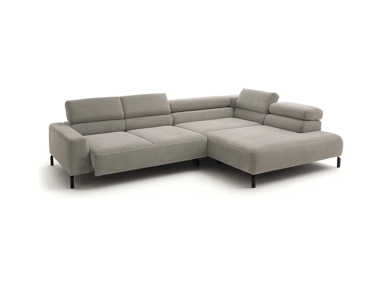 Canapé d'angle - gris pierre Velours côtelé - DELIA