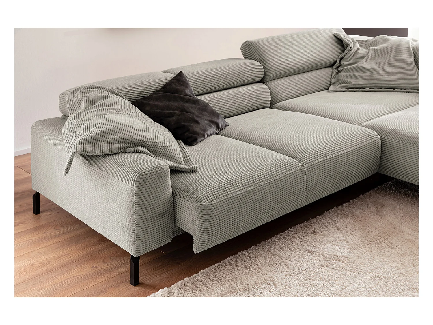 Canapé d'angle - gris pierre Velours côtelé - DELIA