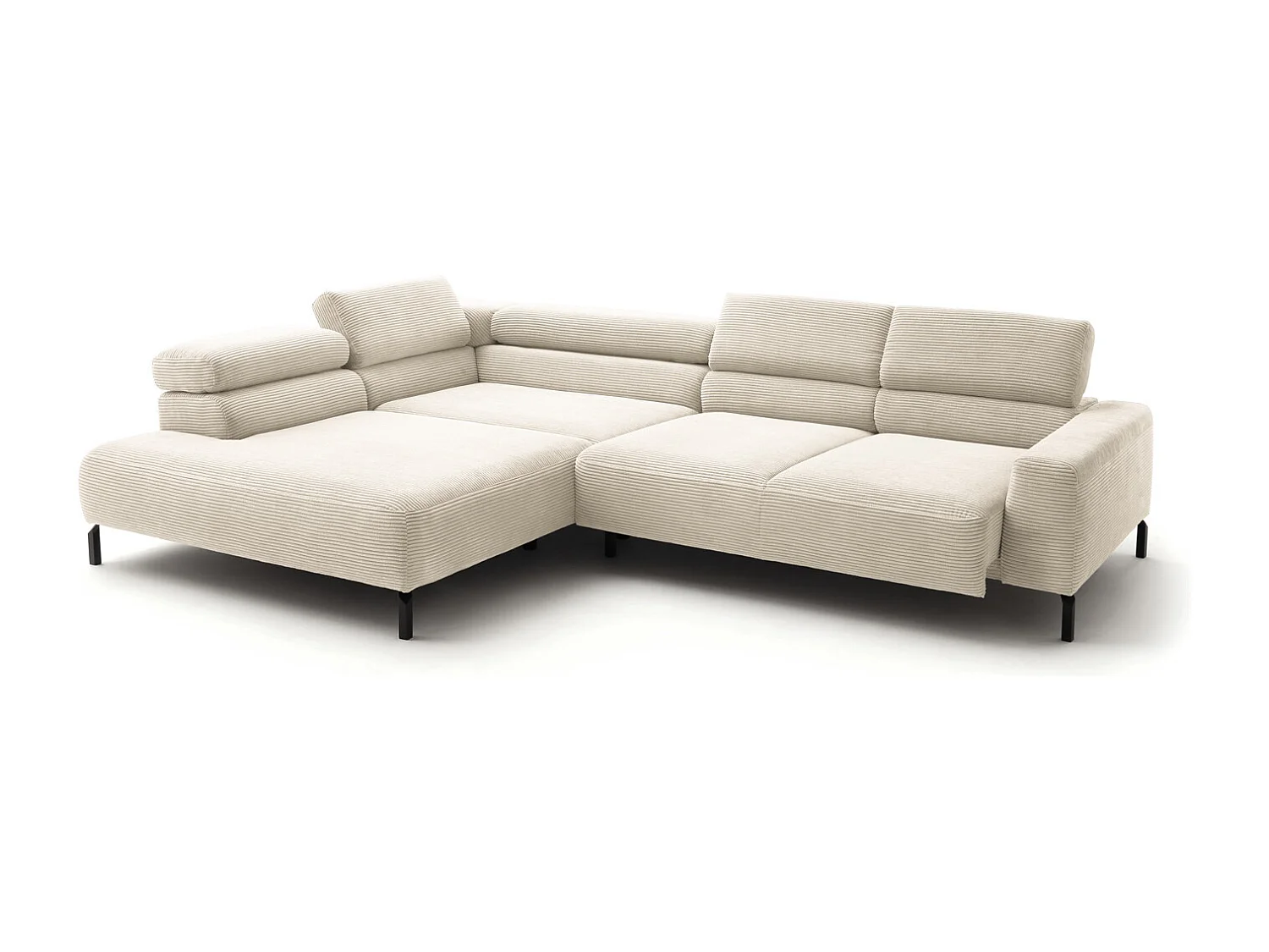 Ecksofa - Cremeweiß Cord - DELIA